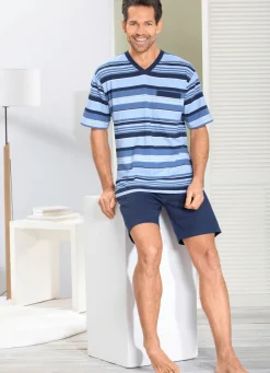 Clearance COMTE Vorteilspack: Schlafanzug und Shorty im Set, mit V-Ausschnitt MARINE-BLAU