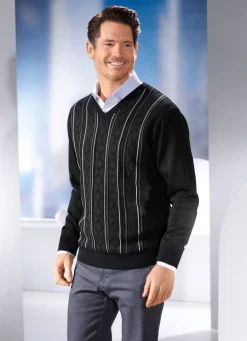 Online BADER V-Pullover mit Strukturdessin in 3 Farben ANTHRAZIT MELIERT