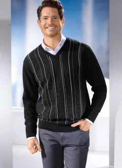 Online BADER V-Pullover mit Strukturdessin in 3 Farben ANTHRAZIT MELIERT
