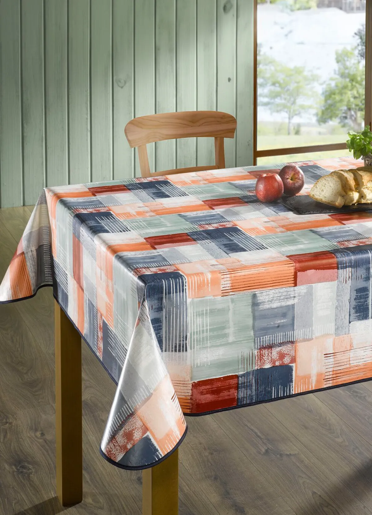 Hot BADER Wachstuch-Tischdecke in Patchwork-Optik ROT-BUNT