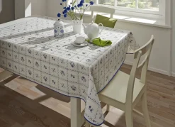 Hot BADER Wachstuch-Tischdecke in pflegeleichter Qualität BLAU-WEISS