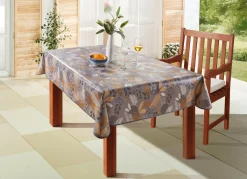 Clearance BADER Wachstuch-Tischdecke mit Blätter-Motiv GRAU