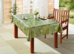 Hot BADER Wachstuch-Tischdecke mit Blätter-Motiv GRÜN