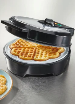 Sale BADER Waffeleisen für dünne und dicke Waffeln in nur 2–3 Minuten SILBER-SCHWARZ