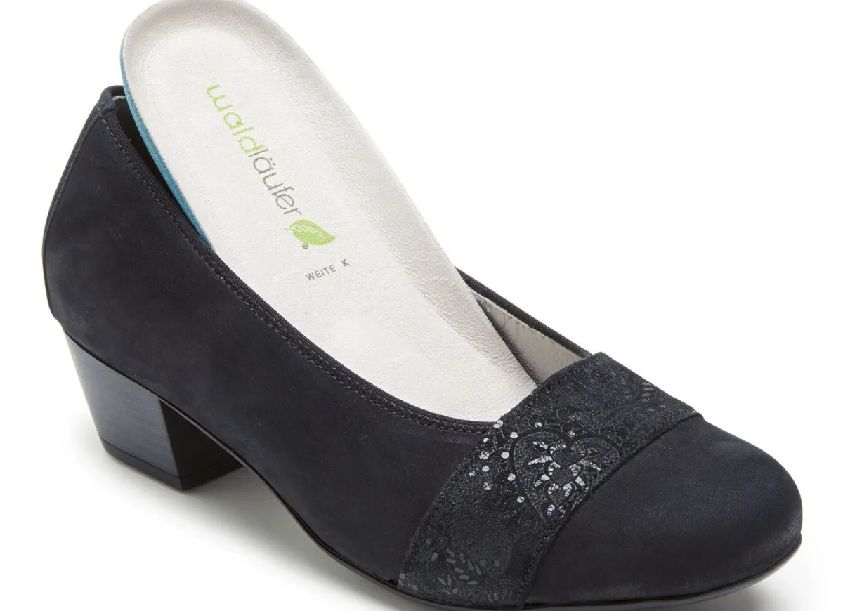 Sale WALDLÄUFER Waldläufer, bequeme Damen-Pumps, Weite K, mit herausnehmbarem Fußbett SCHWARZ
