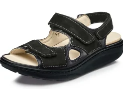 WALDLÄUFER Waldläufer, bequeme Damen-Sandalen, Weite H, mit herausnehmbarem Fußbett SCHWARZ