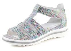 WALDLÄUFER Waldläufer, bequeme Damen-Sandalen, Weite H, mit herausnehmbarem Fußbett WEISS-BUNT