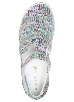 WALDLÄUFER Waldläufer, bequeme Damen-Sandalen, Weite H, mit herausnehmbarem Fußbett WEISS-BUNT