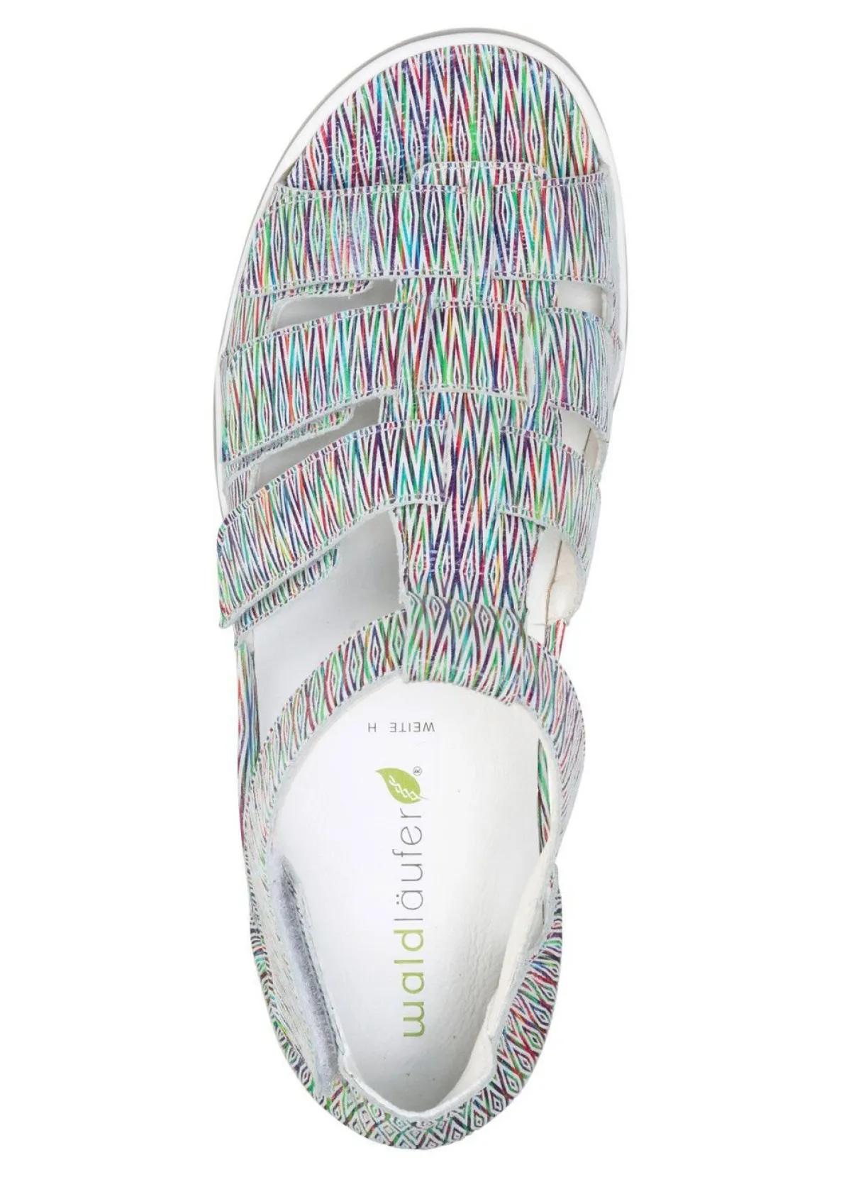 WALDLÄUFER Waldläufer, bequeme Damen-Sandalen, Weite H, mit herausnehmbarem Fußbett WEISS-BUNT