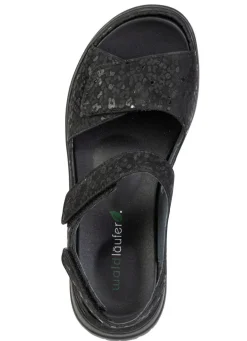 Clearance WALDLÄUFER Waldläufer, bequeme Damen-Sandalen, Weite H, mit herausnehmbarem Fußbett SCHWARZ