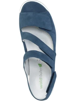 Outlet WALDLÄUFER Waldläufer, bequeme Damen-Sandalen, Weite H, mit herausnehmbarem Fußbett JEANSBLAU