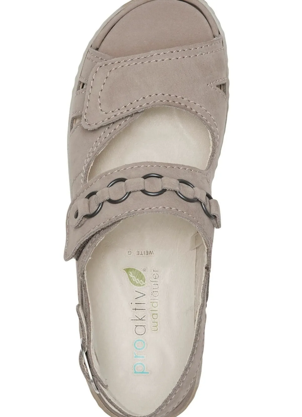 Hot WALDLÄUFER Waldläufer, bequeme Damen-Sandalen, Weite G, mit herausnehmbarem Fußbett TAUPE