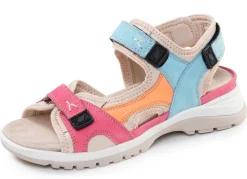 Sale WALDLÄUFER Waldläufer, bequeme Damen-Sandalen, Weite H, mit herausnehmbarem Fußbett PINK-ORANGE-BLAU