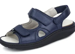 WALDLÄUFER Waldläufer, bequeme Damen-Sandalen, Weite H, mit herausnehmbarem Fußbett STAHLBLAU