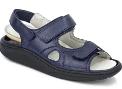 WALDLÄUFER Waldläufer, bequeme Damen-Sandalen, Weite H, mit herausnehmbarem Fußbett STAHLBLAU