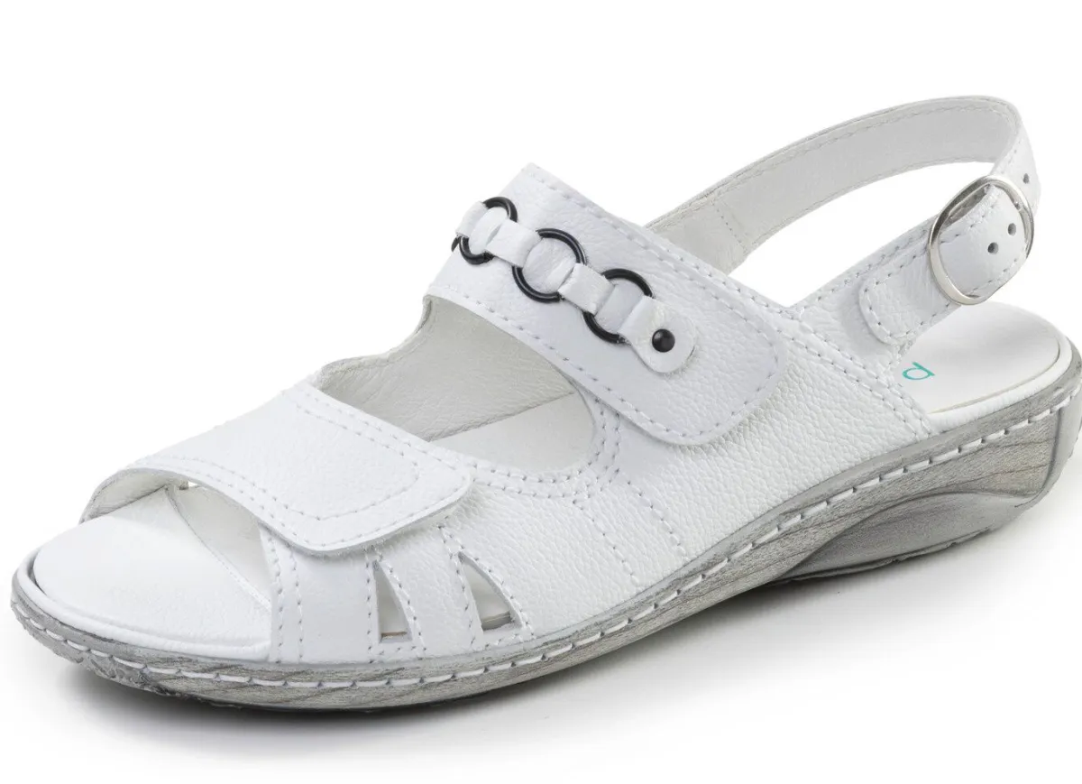 Discount WALDLÄUFER Waldläufer, bequeme Damen-Sandalen, Weite G, mit herausnehmbarem Fußbett WEISS