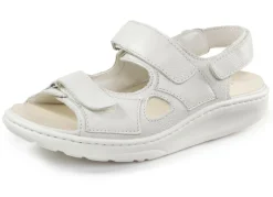 WALDLÄUFER Waldläufer, bequeme Damen-Sandalen, Weite H, mit herausnehmbarem Fußbett NATURWEISS