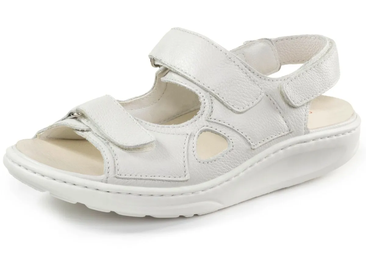 WALDLÄUFER Waldläufer, bequeme Damen-Sandalen, Weite H, mit herausnehmbarem Fußbett NATURWEISS