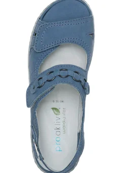 Best WALDLÄUFER Waldläufer, bequeme Damen-Sandalen, Weite G, mit herausnehmbarem Fußbett JEANSBLAU