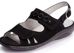 Online WALDLÄUFER Waldläufer, bequeme Damen-Sandalen, Weite G, mit herausnehmbarem Fußbett SCHWARZ