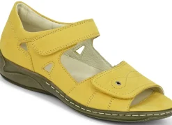 New WALDLÄUFER Waldläufer, bequeme Damen-Sandalen, Weite H, mit herausnehmbarem Fußbett GELB
