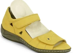 New WALDLÄUFER Waldläufer, bequeme Damen-Sandalen, Weite H, mit herausnehmbarem Fußbett GELB