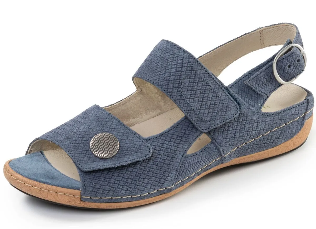 Hot WALDLÄUFER Waldläufer, bequeme Damen-Sandalen, Weite H, mit herausnehmbarem Fußbett JEANS