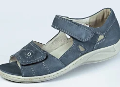WALDLÄUFER Waldläufer, bequeme Damen-Sandalen, Weite H, mit herausnehmbarem Fußbett JEANSBLAU