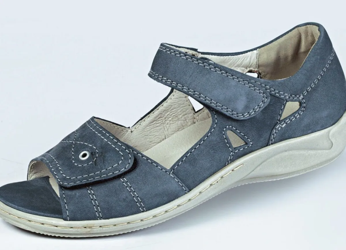 WALDLÄUFER Waldläufer, bequeme Damen-Sandalen, Weite H, mit herausnehmbarem Fußbett JEANSBLAU