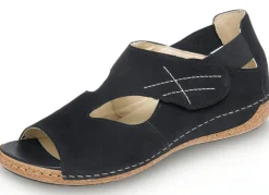 Hot WALDLÄUFER Waldläufer, bequeme Damen-Sandalen, Weite H, mit herausnehmbarem Fußbett SCHWARZ