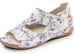 Hot WALDLÄUFER Waldläufer, bequeme Damen-Sandalen, Weite H, mit herausnehmbarem Fußbett ECRU-BUNT