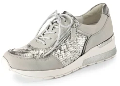 BADER Waldläufer, bequeme Damen-Schnürschuhe, Weite H, mit herausnehmbarem Fußbett EISGRAU-SILBER