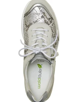 BADER Waldläufer, bequeme Damen-Schnürschuhe, Weite H, mit herausnehmbarem Fußbett EISGRAU-SILBER