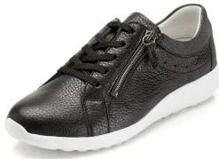 Hot BADER Waldläufer, bequeme Damen-Schnürschuhe, Weite K, mit herausnehmbarem Fußbett SCHWARZ