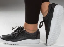 Hot BADER Waldläufer, bequeme Damen-Schnürschuhe, Weite K, mit herausnehmbarem Fußbett SCHWARZ