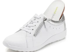 Discount BADER Waldläufer, bequeme Damen-Schnürschuhe, Weite K, mit herausnehmbarem Fußbett WEISS-SILBER