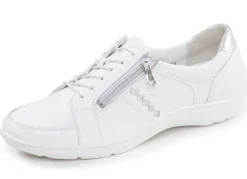 Discount WALDLÄUFER Waldläufer, bequeme Damen-Schnürschuhe, Weite H, mit herausnehmbarem Fußbett WEISS-SILBER