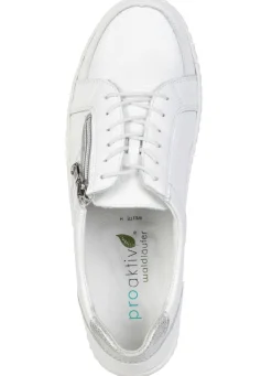 Discount WALDLÄUFER Waldläufer, bequeme Damen-Schnürschuhe, Weite H, mit herausnehmbarem Fußbett WEISS-SILBER