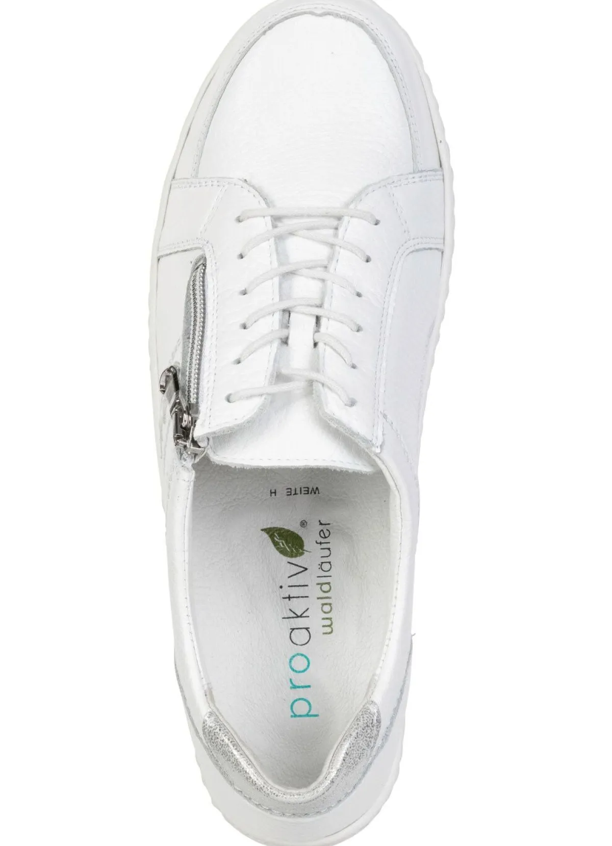 Discount WALDLÄUFER Waldläufer, bequeme Damen-Schnürschuhe, Weite H, mit herausnehmbarem Fußbett WEISS-SILBER