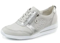 Hot WALDLÄUFER Waldläufer, bequeme Damen-Schnürschuhe, Weite H, mit herausnehmbarem Fußbett PASTELLGRAU