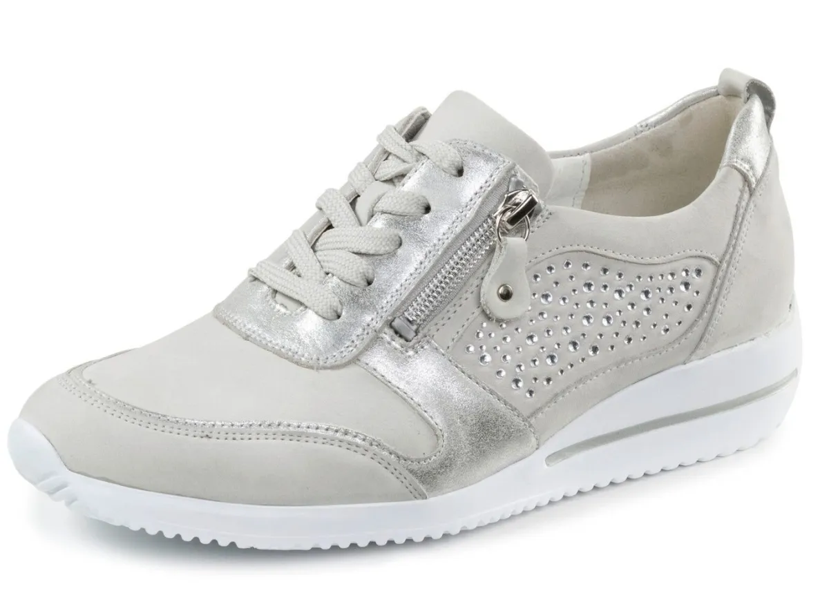 Hot WALDLÄUFER Waldläufer, bequeme Damen-Schnürschuhe, Weite H, mit herausnehmbarem Fußbett PASTELLGRAU