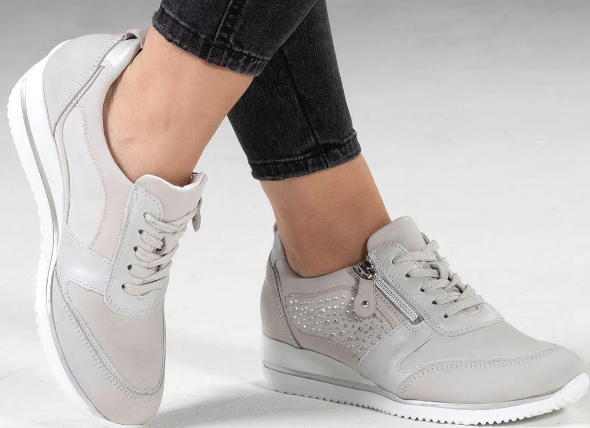 Hot WALDLÄUFER Waldläufer, bequeme Damen-Schnürschuhe, Weite H, mit herausnehmbarem Fußbett PASTELLGRAU