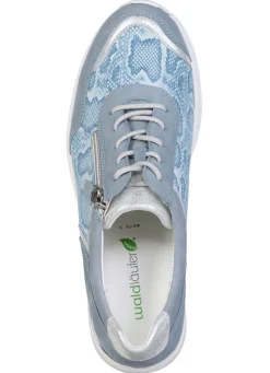 Clearance BADER Waldläufer, bequeme Damen-Schnürschuhe, Weite H, mit herausnehmbarem Fußbett JEANS-SILBER