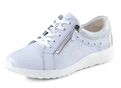 Clearance BADER Waldläufer, bequeme Damen-Schnürschuhe, Weite K, mit herausnehmbarem Fußbett BLEU-SILBER