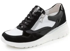 Sale WALDLÄUFER Waldläufer, bequeme Damen-Schnürschuhe, Weite H, mit herausnehmbarem Fußbett SCHWARZ-WEISS
