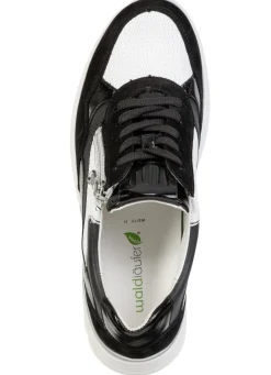 Sale WALDLÄUFER Waldläufer, bequeme Damen-Schnürschuhe, Weite H, mit herausnehmbarem Fußbett SCHWARZ-WEISS