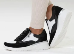 Sale WALDLÄUFER Waldläufer, bequeme Damen-Schnürschuhe, Weite H, mit herausnehmbarem Fußbett SCHWARZ-WEISS