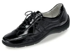 Sale BADER Waldläufer, bequeme Damen-Schnürschuhe, Weite H, mit herausnehmbarem Fußbett SCHWARZ