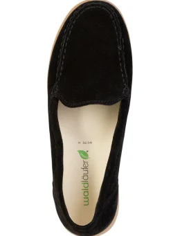 Discount WALDLÄUFER Waldläufer, bequeme Damen-Slipper, Weite H, mit herausnehmbarem Fußbett SCHWARZ