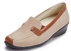 Discount WALDLÄUFER Waldläufer, bequeme Damen-Slipper, Weite H, mit herausnehmbarem Fußbett BEIGE-COGNAC
